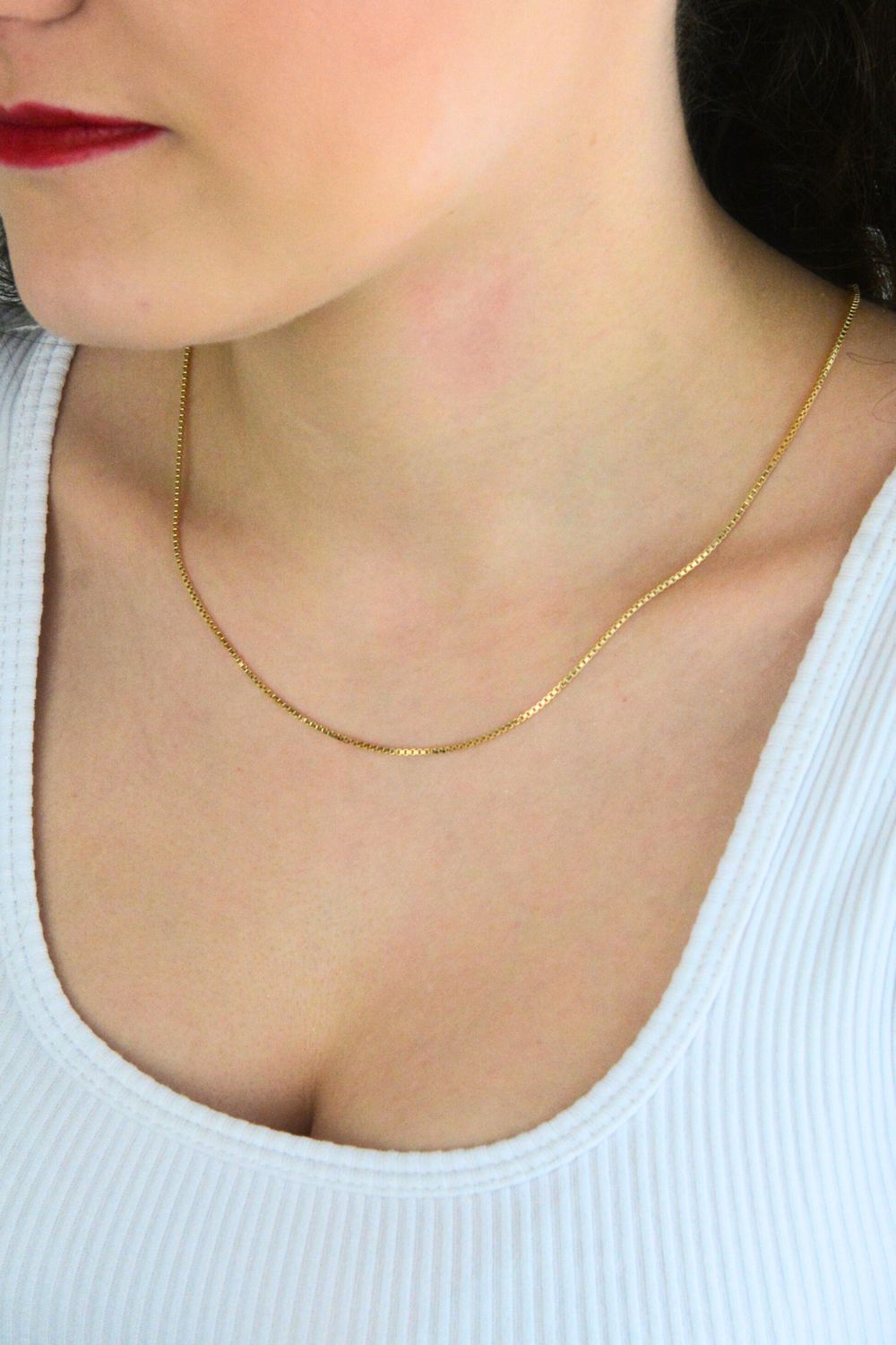 Złoty łańcuszek Kostka 585, 1mm  1.jpg